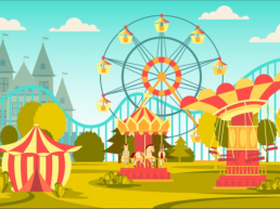 Illustrazione parco con giochi per bambini